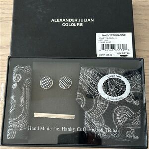 Alexander Julian Black Paisley Tie Set